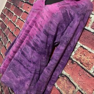 SOLD Tie-Dye Hooded Yoga Burnout Tee with Bell Sleeves